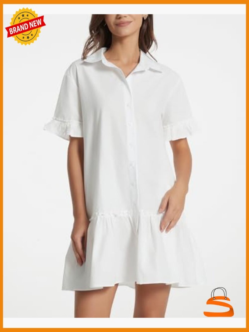 Drop Waist Ruffle Mini Dress with Pockets - Picture 2 of 7